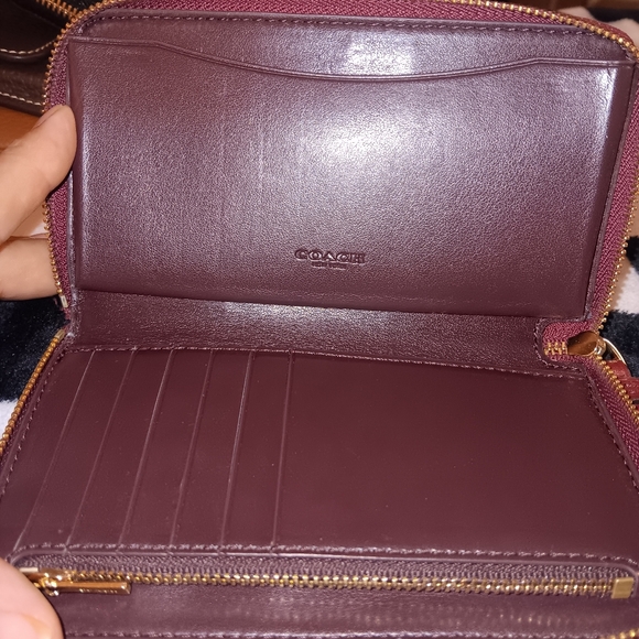 Coach Burgundy Wristlet with Embellished Logo - Picture 3 of 3